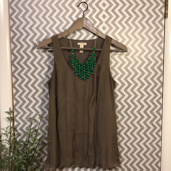 J Crew Silk Flutter Taupe Blouse, 4 - Picture 1 of 7